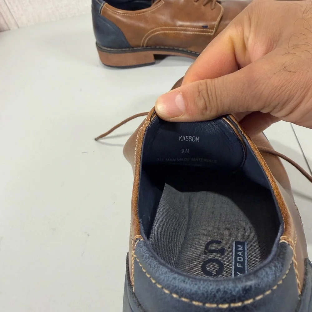 Izod kasson mens‎ Oxford dress casual shoe size 9M dark tan and navy blue